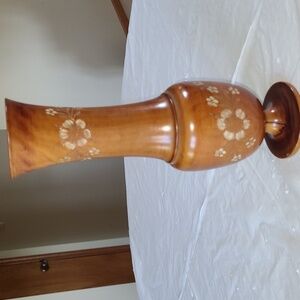 Vintage Wood Floral Vase